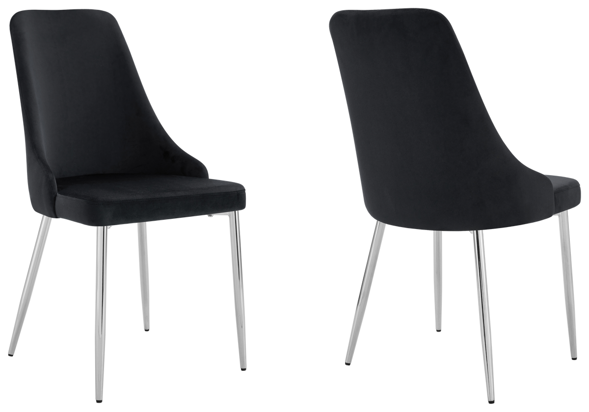 Lot de 4 chaises en noir pieds argentés | Kynox