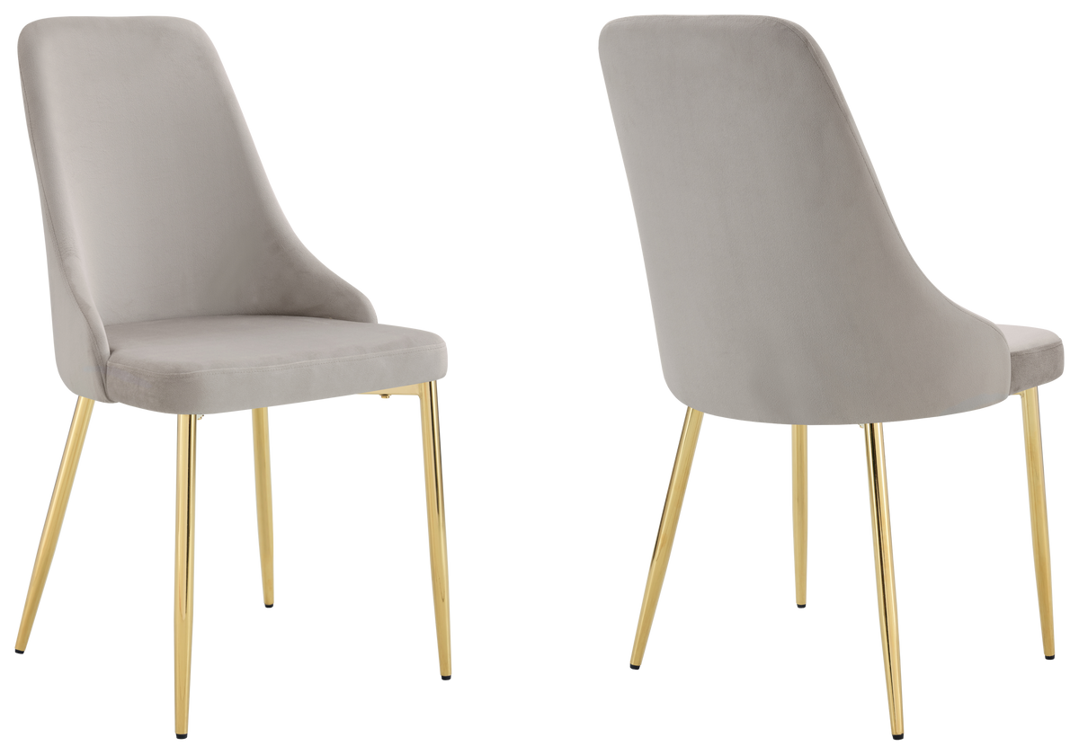 Lot de 4 chaises en taupe pieds dorés | Kynox