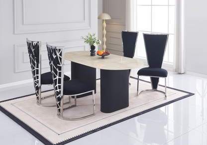 Lot de 2 chaises dossier haut noir et argent | Zyro