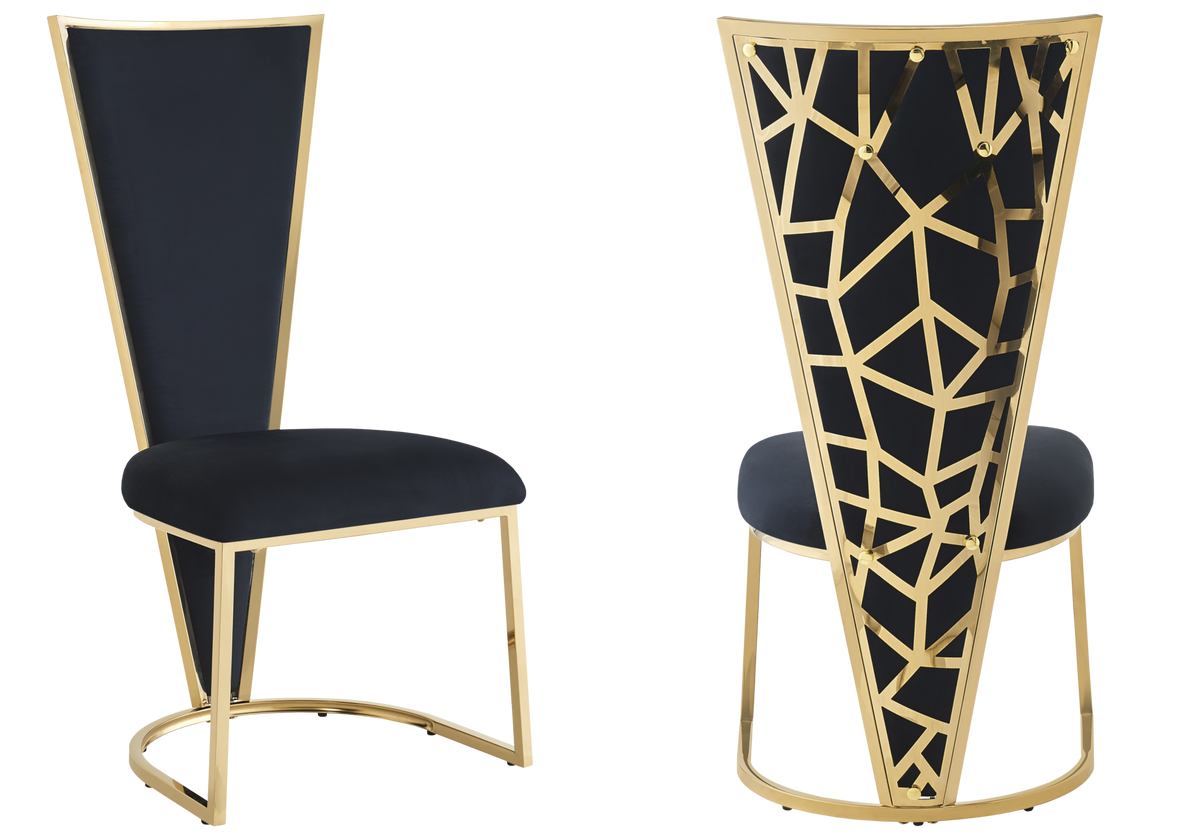 Lot de 2 chaises dossier haut noir et doré | Zyro