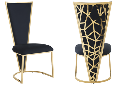 Lot de 2 chaises dossier haut noir et doré | Zyro