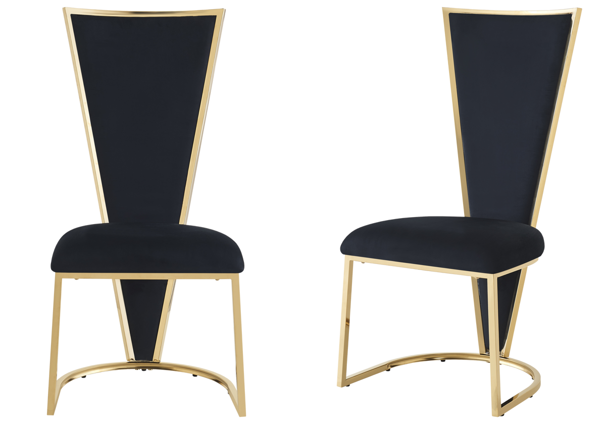 Lot de 2 chaises dossier haut noir et doré | Zyro