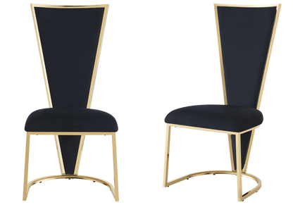 Lot de 2 chaises dossier haut noir et doré | Zyro