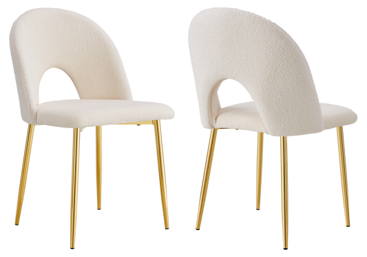 Lot de 4 chaises dossier ouvert en bouclé blanc | Zelix