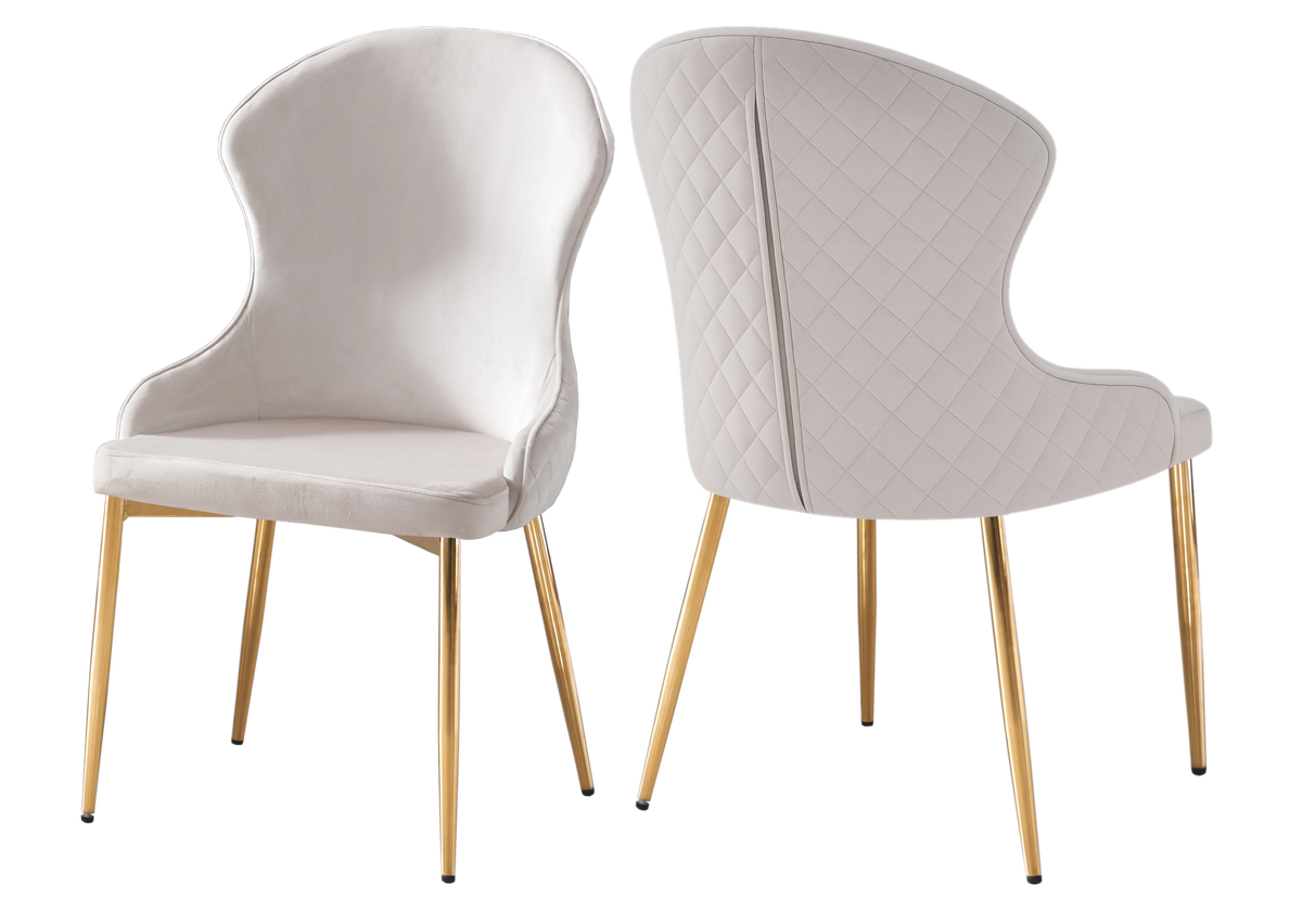Lot de 4 chaises beige capitonnées et or | Velora