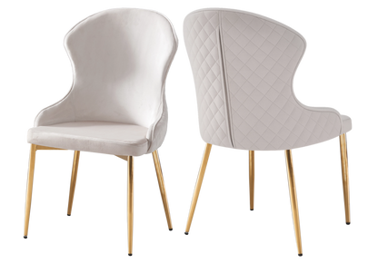 Lot de 4 chaises beige capitonnées et or | Velora