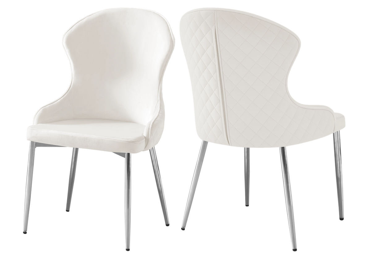 4 chaises velours écru capitonnées et argent | Velora