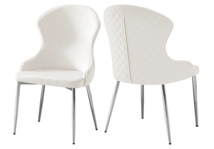 4 chaises velours écru capitonnées et argent | Velora