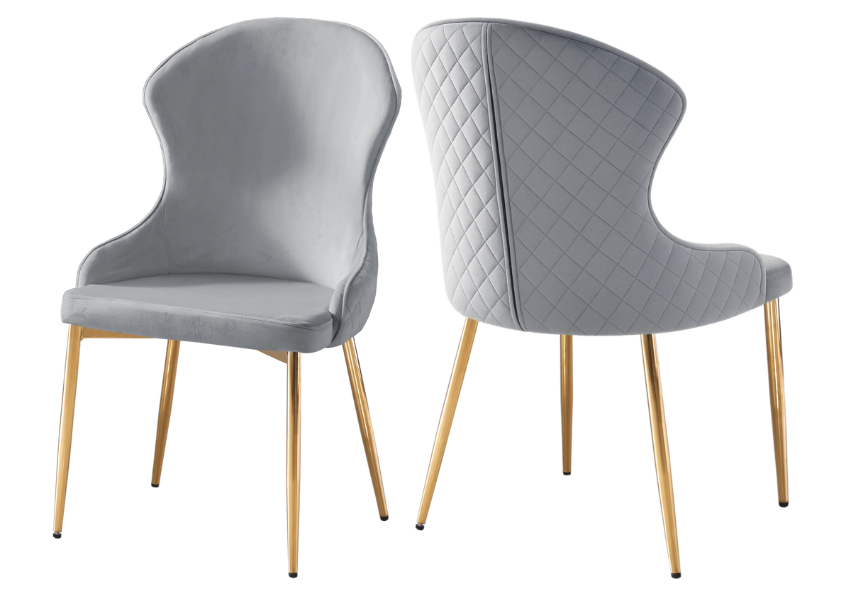 Lot de 4 chaises capitonnées en gris et or | Velora