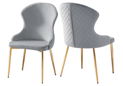 Lot de 4 chaises capitonnées en gris et or | Velora