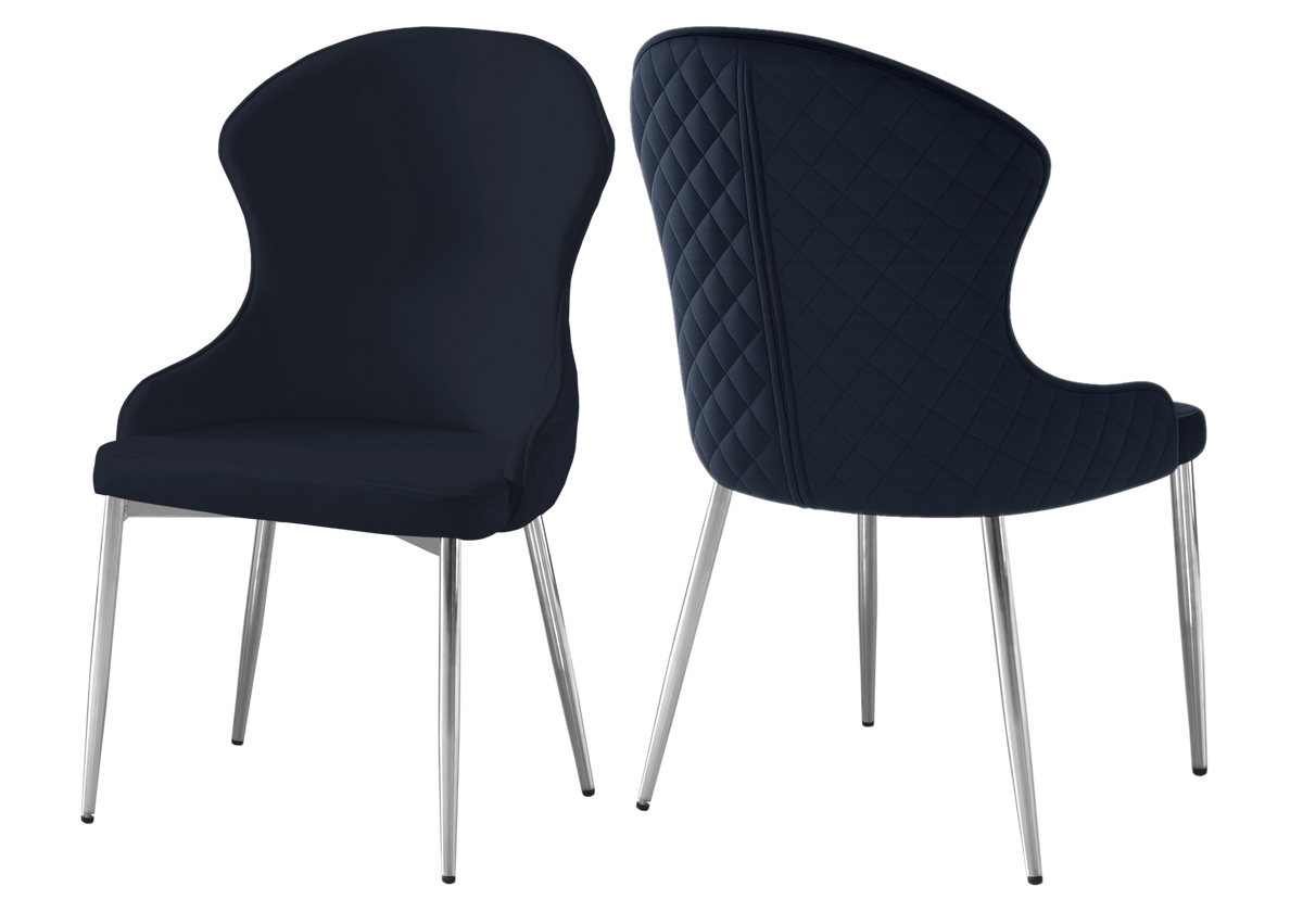 Lot de 4 chaises noir capitonné et argent | Velora