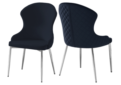 Lot de 4 chaises noir capitonné et argent | Velora