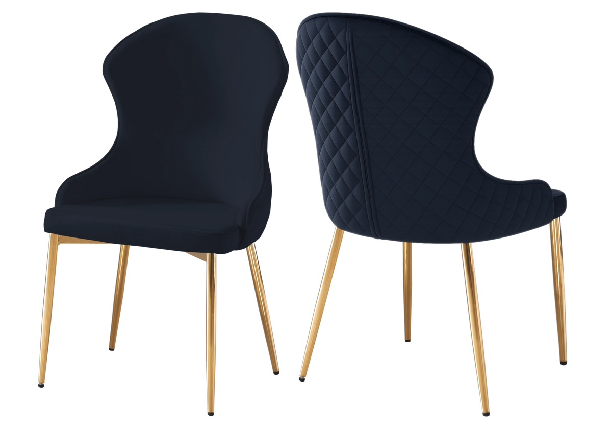 Lot de 4 chaises noir capitonnées et or | Velora