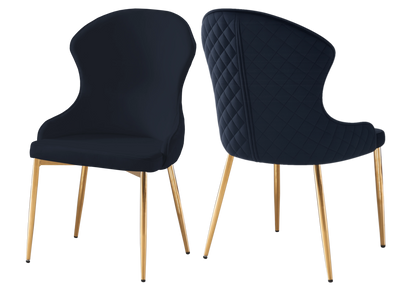 Lot de 4 chaises noir capitonnées et or | Velora