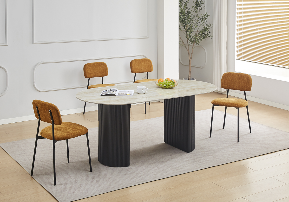 4 chaises de salle à manger tissu moutarde | Zorix