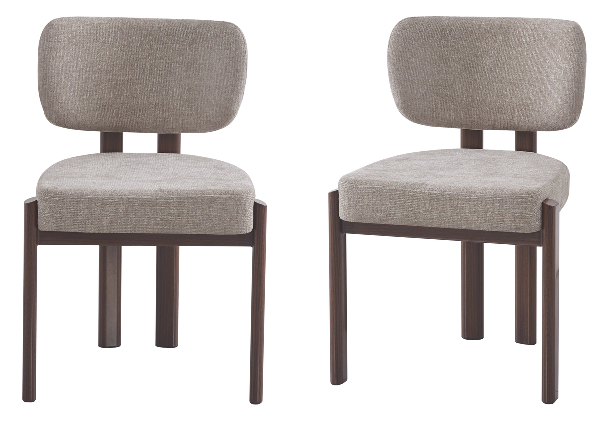 Lot de 4 chaises en taupe et bois noyer | Zorix