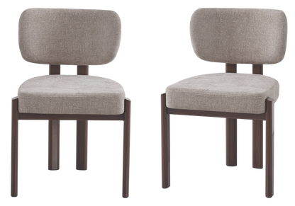 Lot de 4 chaises en taupe et bois noyer | Zorix