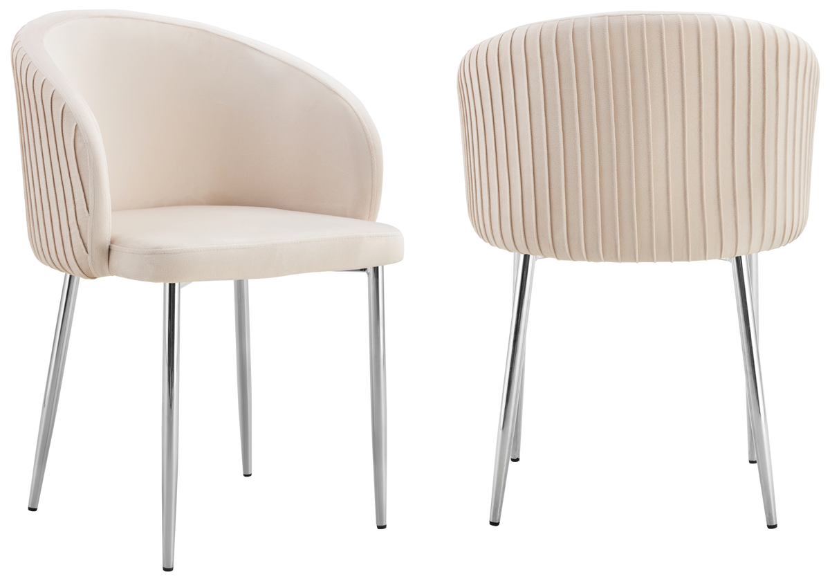 2 chaises de salle à manger beige chromé | Novix