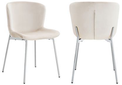 Lot de 4 chaises de salle à manger velours écru | Kyro