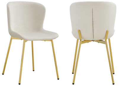 4 chaises de salle à manger velours écru pieds dorés | Kyro