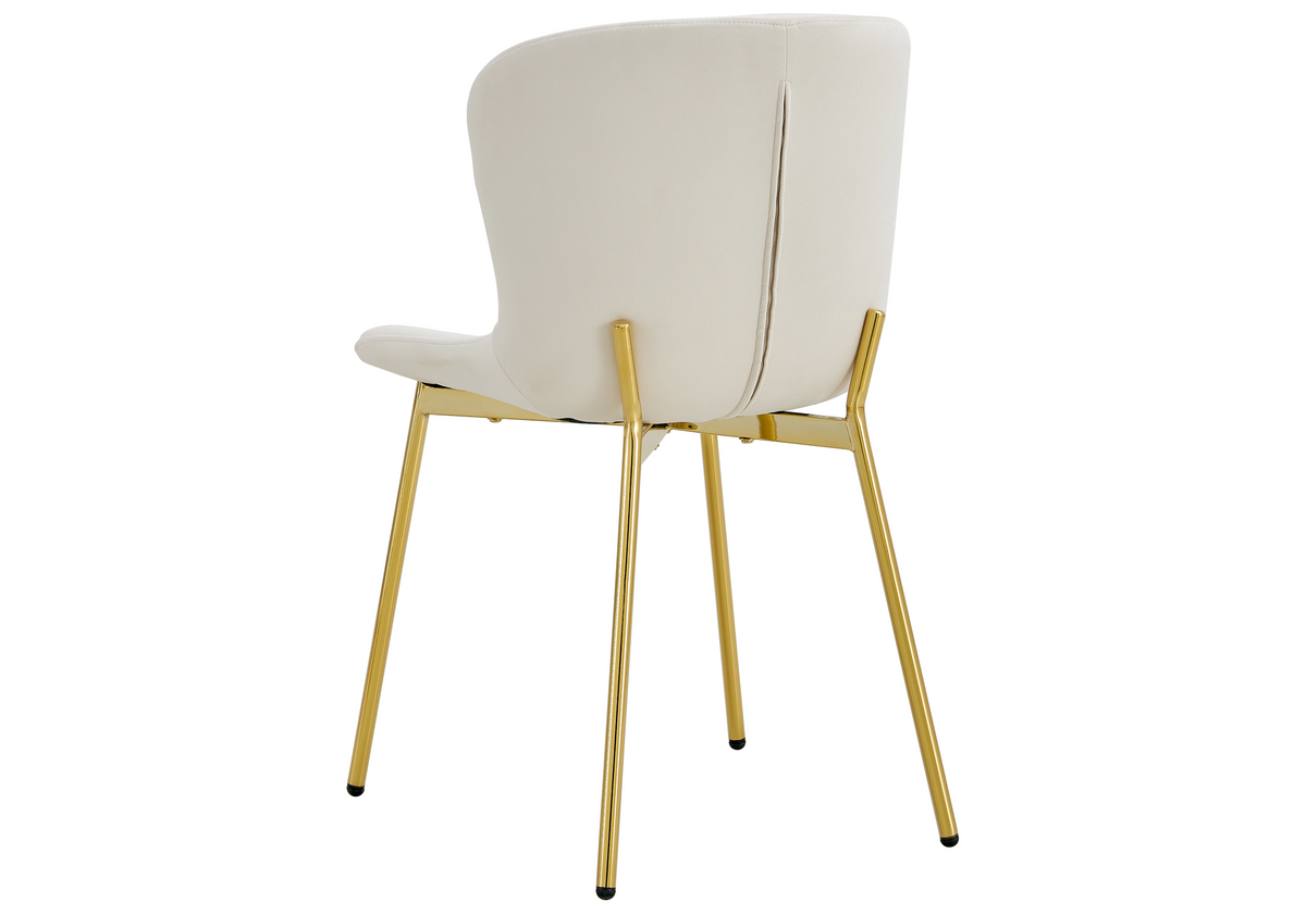 4 chaises de salle à manger velours écru pieds dorés | Kyro