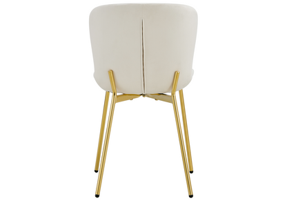 4 chaises de salle à manger velours écru pieds dorés | Kyro