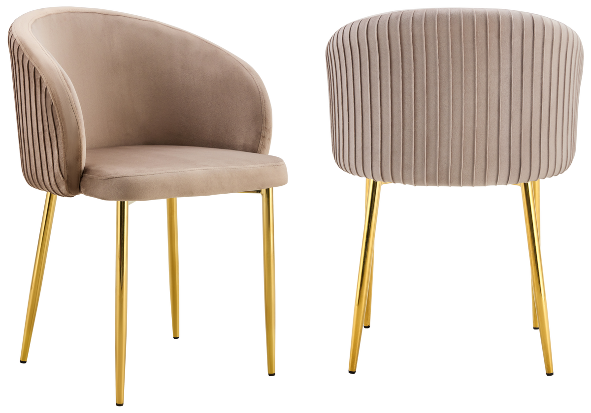 Lot de 2 chaises en taupe pieds dorés | Novix