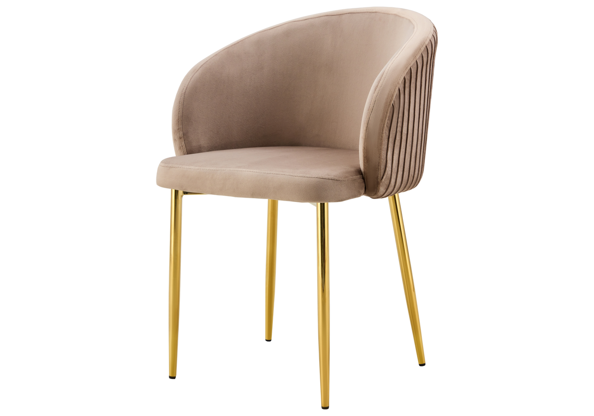 Lot de 2 chaises en taupe pieds dorés | Novix