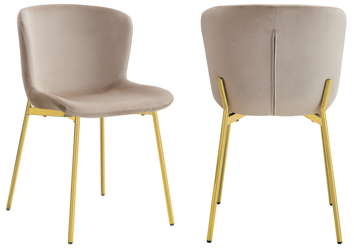 4 chaises salle à manger taupe pieds dorés | Kyro