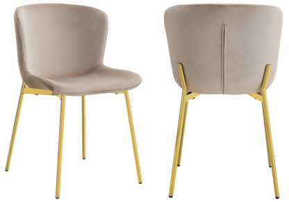 4 chaises salle à manger taupe pieds dorés | Kyro
