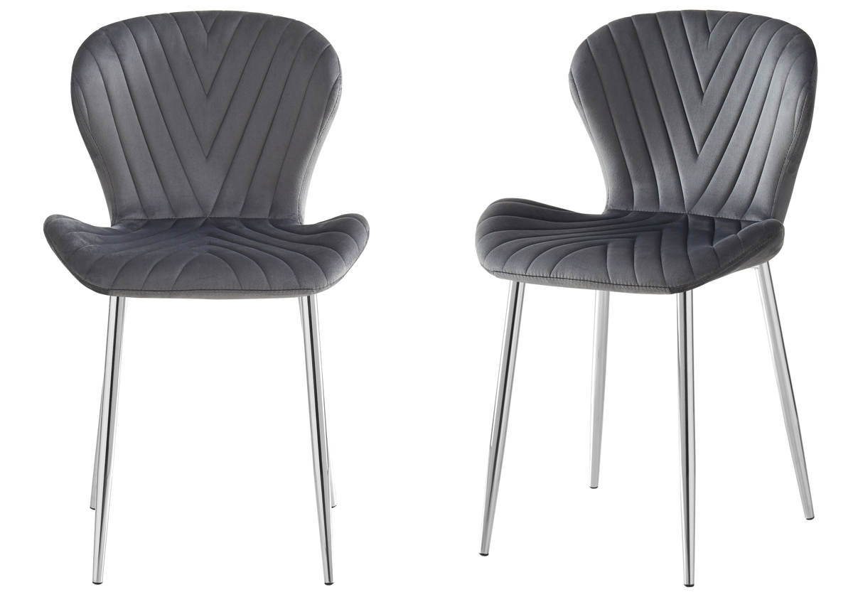 Lot de 4 chaises en anthracite pieds argent | Aura