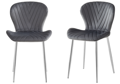 Lot de 4 chaises en anthracite pieds argent | Aura