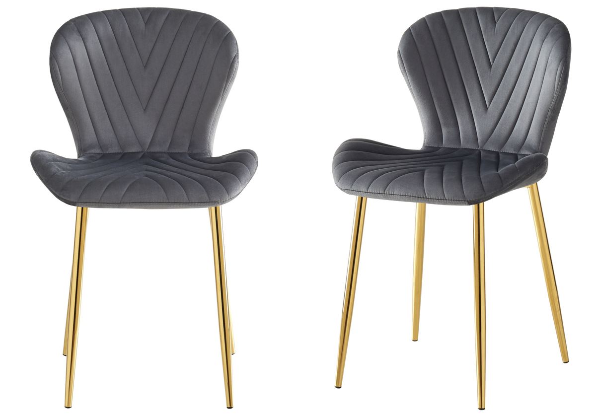 Lot de 4 chaises anthracite pieds dorés | Aura