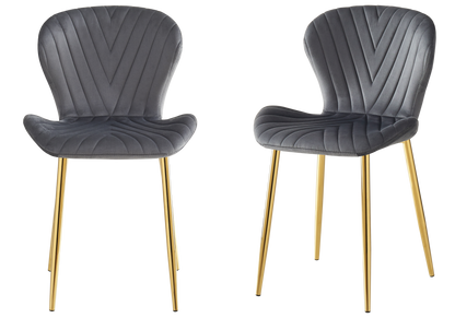 Lot de 4 chaises anthracite pieds dorés | Aura