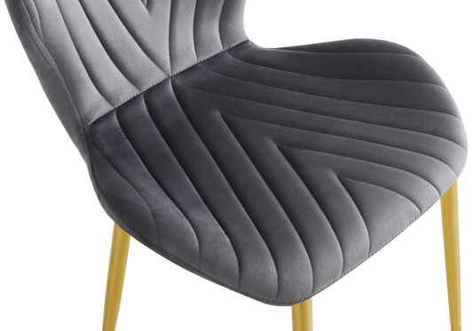 Lot de 4 chaises anthracite pieds dorés | Aura