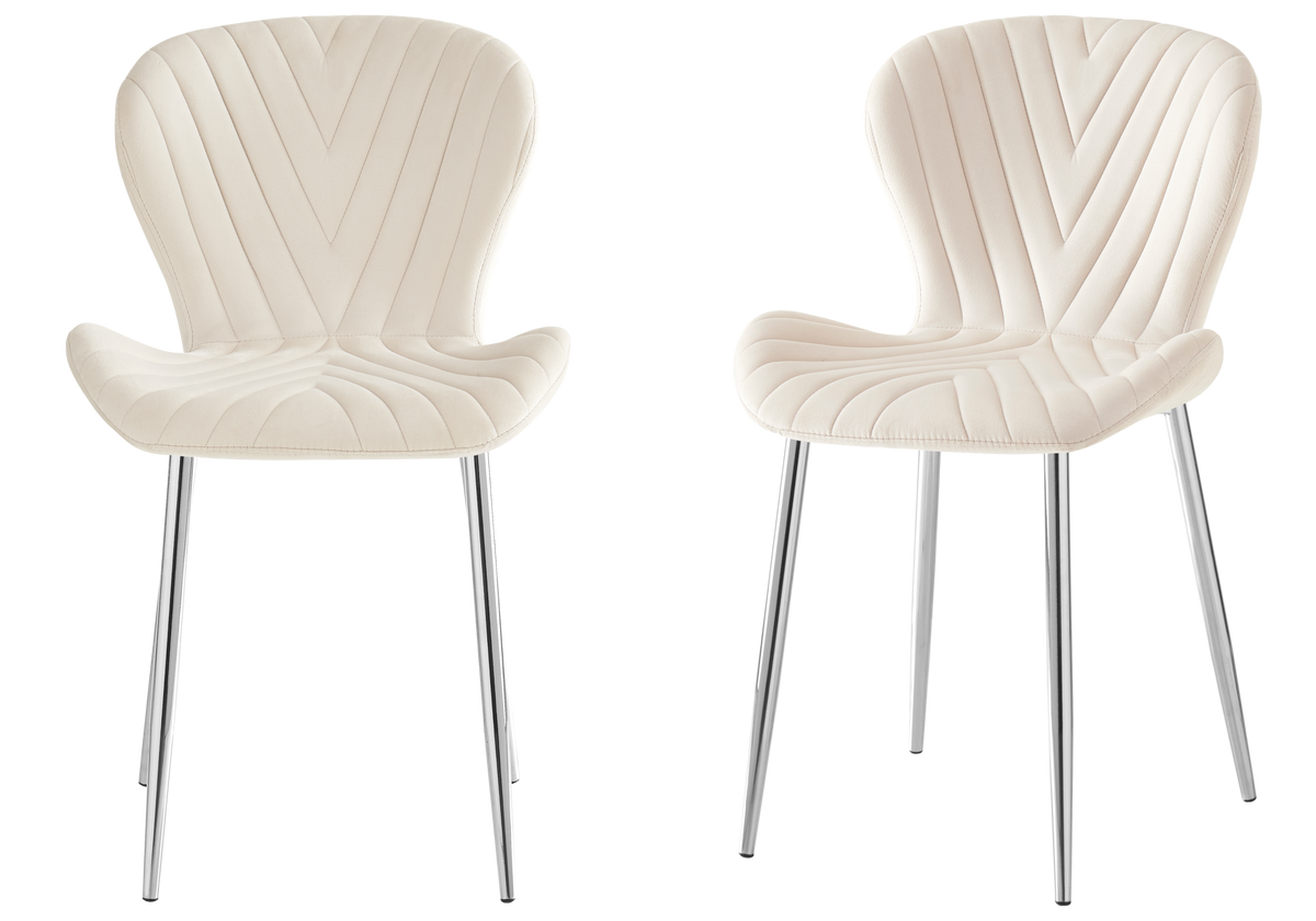 Lot de 4 chaises en beige et pieds argent | Aura