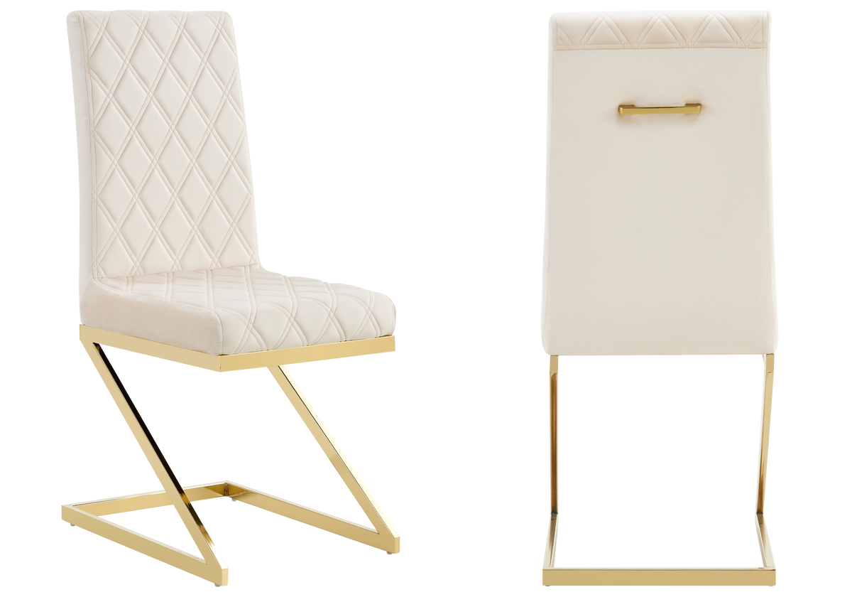 Lot de 6 chaises en beige avec pied z doré | Vexta