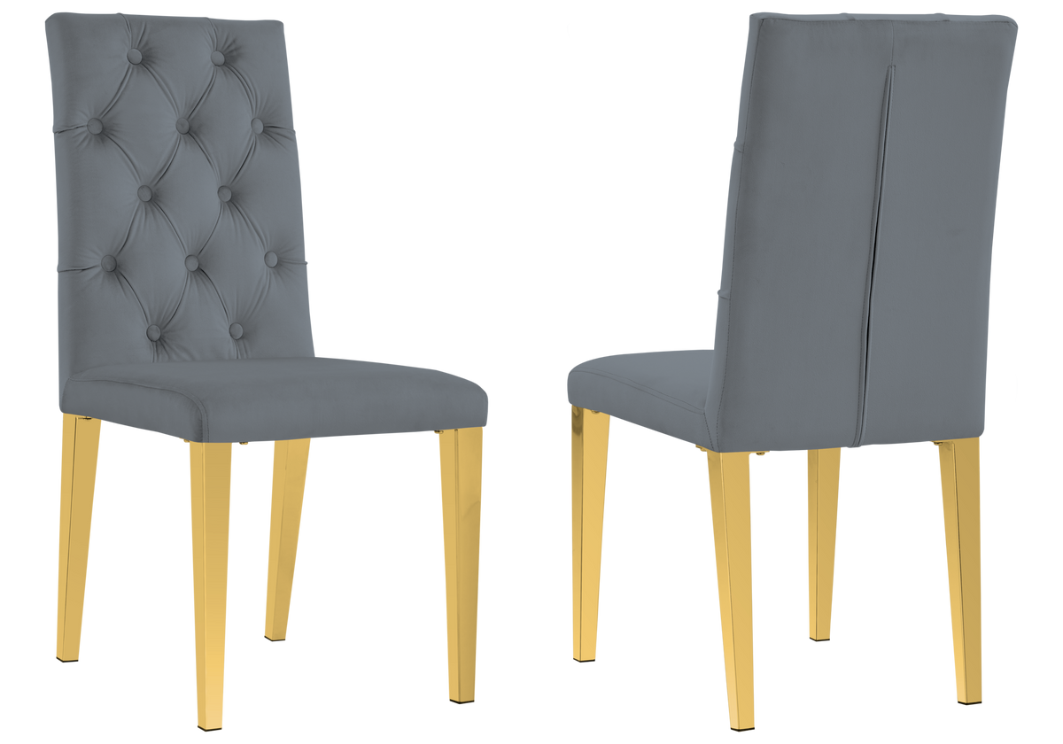 Lot de 4 chaises en anthracite à pieds dorés | Zyra