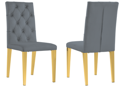 Lot de 4 chaises en anthracite à pieds dorés | Zyra