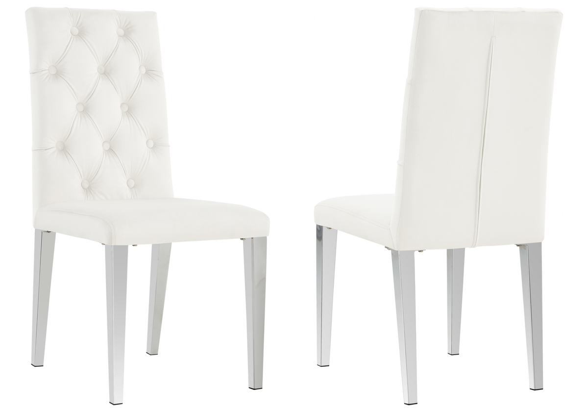 Lot de 4 chaises velours écru pieds argent | Zyra