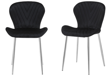 Lot de 4 chaises en noir et pieds argentés | Aura