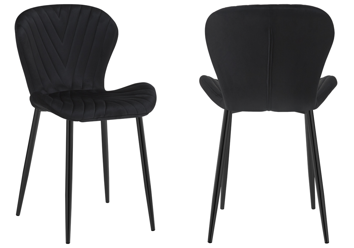 Lot de 4 chaises de salle à manger en noir | Aura