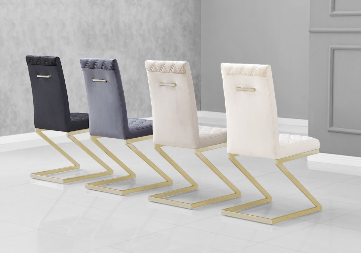 Lot de 6 chaises en beige avec pied z doré | Vexta