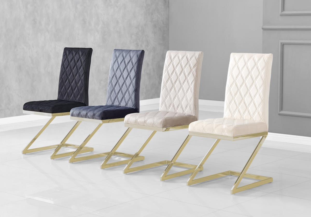 Lot de 6 chaises en gris et pied z doré | Vexta