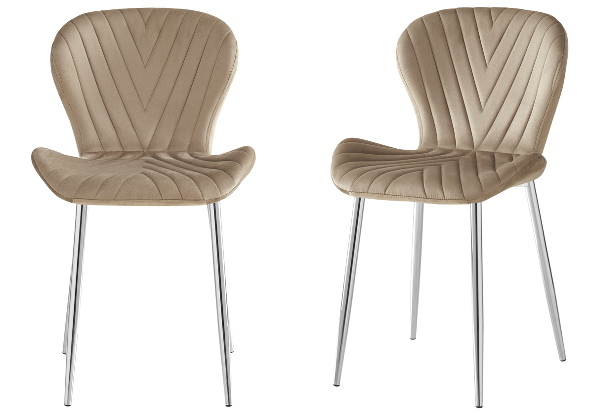 Lot de 4 chaises en taupe pieds argent | Aura