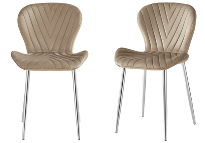 Lot de 4 chaises en taupe pieds argent | Aura