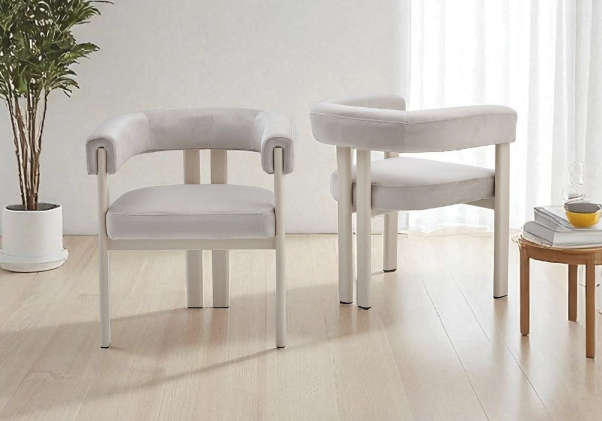 Lot de 2 chaises en taupe pieds travertin | Vexta
