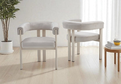 Lot de 2 chaises en taupe pieds travertin | Vexta