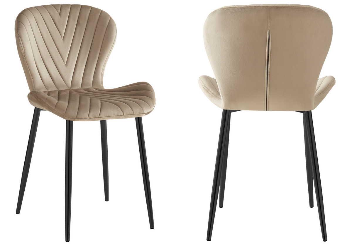 Lot de 4 chaises en taupe pieds noirs | Aura