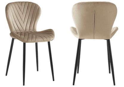 Lot de 4 chaises en taupe pieds noirs | Aura